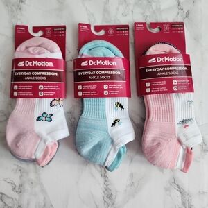 Dr. Motion Ankle Socks 6 Pairs Compression Socks Size Socks 9–11 Shoe 4-10